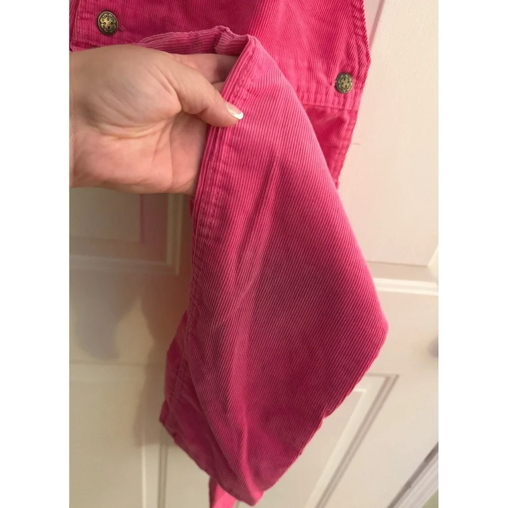 OshKosh B'gosh Vintage Girls 5T Hot Pink Retro Corduroy Overalls Made in USA